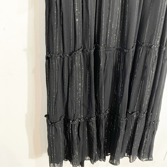 ELAN Shimmer Stripe Maxi Dress Black Silver - Picture 9 of 15